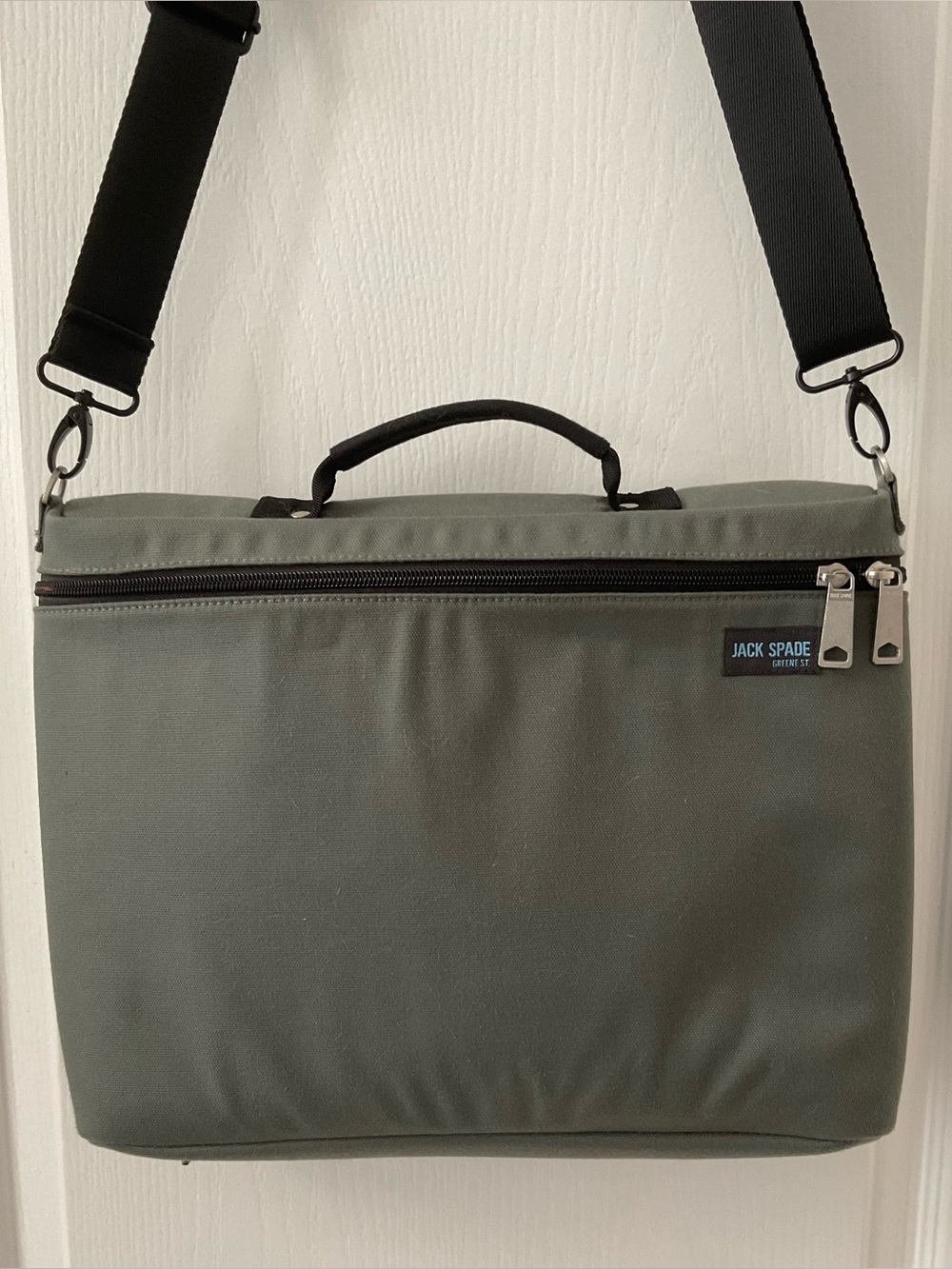 Jack Spade Greene St Olive Green Laptop Messenger Bag Canvas